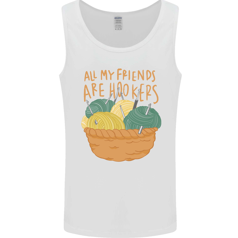 Friends Hookers Funny Crochet Knitting Mens Vest Tank Top White