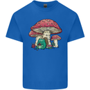 Frog Knitting Under a Mushroom Foraging Nature Mens Cotton T-Shirt Tee Top Royal Blue