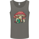 Frog Knitting Under a Mushroom Foraging Nature Mens Vest Tank Top Charcoal