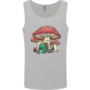 Frog Knitting Under a Mushroom Foraging Nature Mens Vest Tank Top Sports Grey