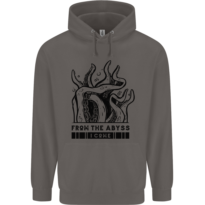 From the Obyss I Come Kraken Octopus Cthulhu Mens 80% Cotton Hoodie Charcoal