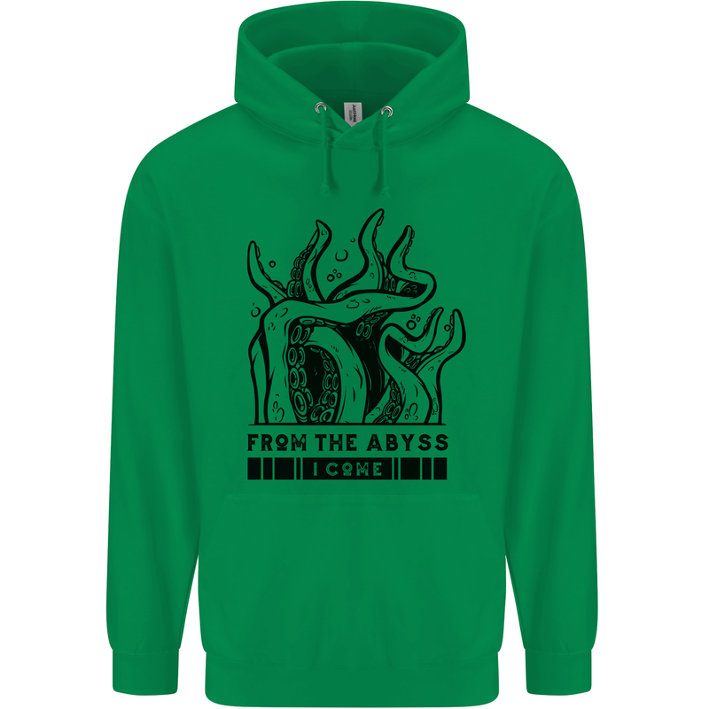 From the Obyss I Come Kraken Octopus Cthulhu Mens 80% Cotton Hoodie Irish Green