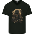 Full Armour Fantasy Samurai Warrior Mens V-Neck Cotton T-Shirt Black