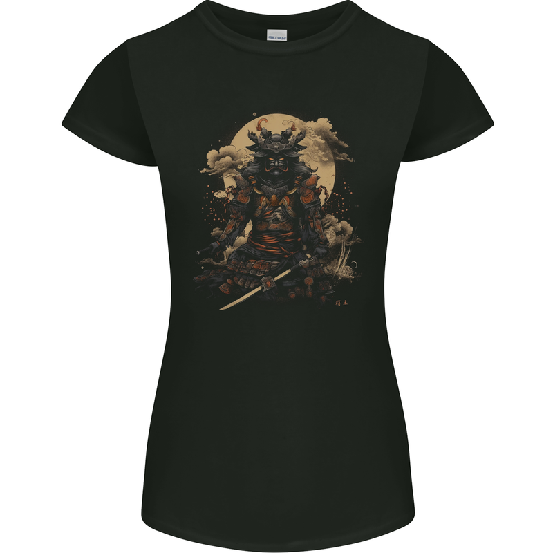 Full Armour Fantasy Samurai Warrior Womens Petite Cut T-Shirt Black