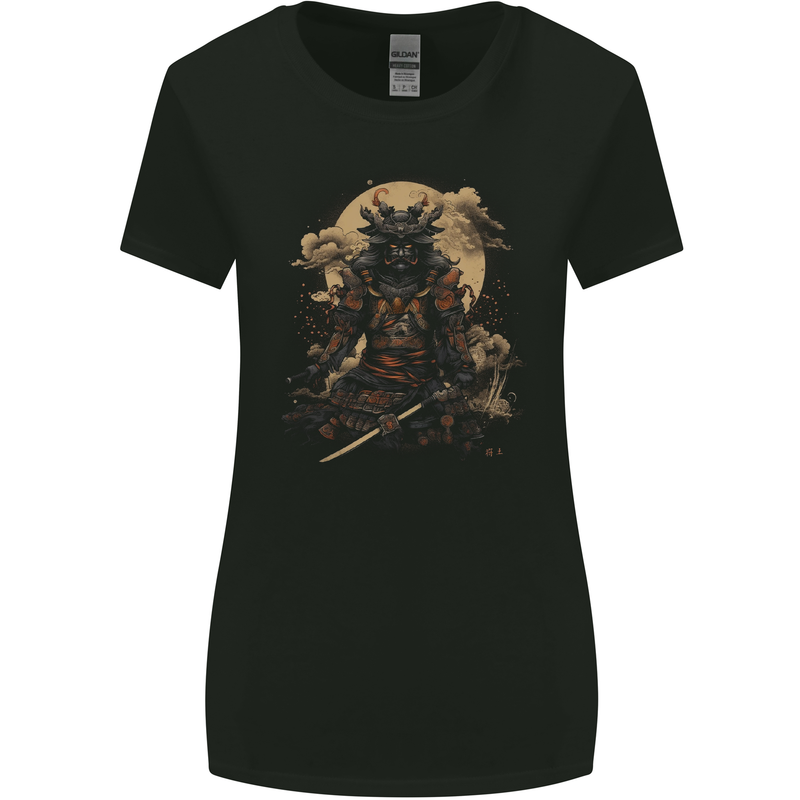 Full Armour Fantasy Samurai Warrior Womens Wider Cut T-Shirt Black