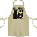 Full Moon Feral Instinct Black Cat Halloween Cotton Apron 100% Organic Khaki