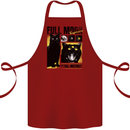 Full Moon Feral Instinct Black Cat Halloween Cotton Apron 100% Organic Maroon