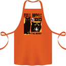 Full Moon Feral Instinct Black Cat Halloween Cotton Apron 100% Organic Orange