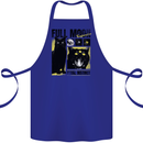Full Moon Feral Instinct Black Cat Halloween Cotton Apron 100% Organic Royal Blue