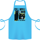 Full Moon Feral Instinct Black Cat Halloween Cotton Apron 100% Organic Turquoise