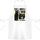 Full Moon Feral Instinct Black Cat Halloween Cotton Apron 100% Organic White