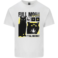 Full Moon Feral Instinct Black Cat Halloween Kids T-Shirt Childrens White