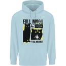 Full Moon Feral Instinct Black Cat Halloween Mens 80% Cotton Hoodie Light Blue