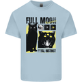 Full Moon Feral Instinct Black Cat Halloween Mens Cotton T-Shirt Tee Top Light Blue