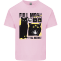 Full Moon Feral Instinct Black Cat Halloween Mens Cotton T-Shirt Tee Top Light Pink