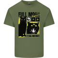 Full Moon Feral Instinct Black Cat Halloween Mens Cotton T-Shirt Tee Top Military Green