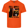 Full Moon Feral Instinct Black Cat Halloween Mens Cotton T-Shirt Tee Top Orange