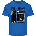 Full Moon Feral Instinct Black Cat Halloween Mens Cotton T-Shirt Tee Top Royal Blue