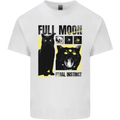 Full Moon Feral Instinct Black Cat Halloween Mens Cotton T-Shirt Tee Top White