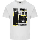 Full Moon Feral Instinct Black Cat Halloween Mens Cotton T-Shirt Tee Top White