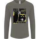 Full Moon Feral Instinct Black Cat Halloween Mens Long Sleeve T-Shirt Charcoal