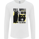 Full Moon Feral Instinct Black Cat Halloween Mens Long Sleeve T-Shirt White
