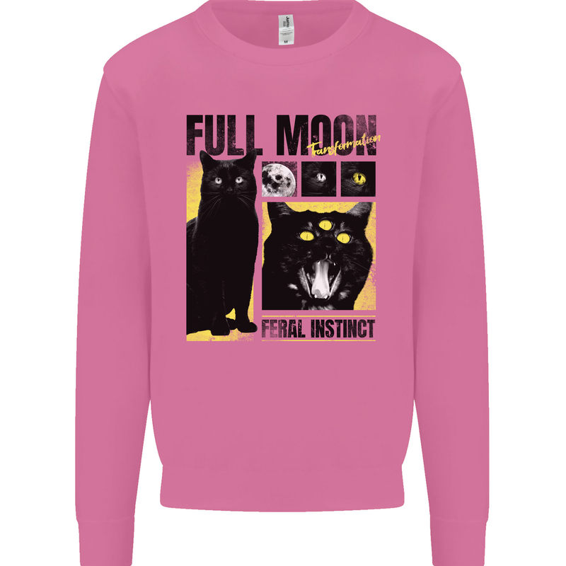 Full Moon Feral Instinct Black Cat Halloween Mens Sweatshirt Jumper Azalea