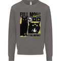 Full Moon Feral Instinct Black Cat Halloween Mens Sweatshirt Jumper Charcoal