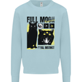 Full Moon Feral Instinct Black Cat Halloween Mens Sweatshirt Jumper Light Blue