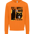 Full Moon Feral Instinct Black Cat Halloween Mens Sweatshirt Jumper Orange