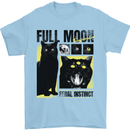 Full Moon Feral Instinct Black Cat Halloween Mens T-Shirt 100% Cotton Light Blue