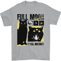 Full Moon Feral Instinct Black Cat Halloween Mens T-Shirt 100% Cotton Sports Grey