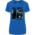 Full Moon Feral Instinct Black Cat Halloween Womens Wider Cut T-Shirt Royal Blue