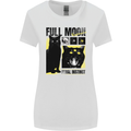 Full Moon Feral Instinct Black Cat Halloween Womens Wider Cut T-Shirt White