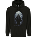 Full Moon Grim Reaper Skull Childrens Kids Hoodie Black