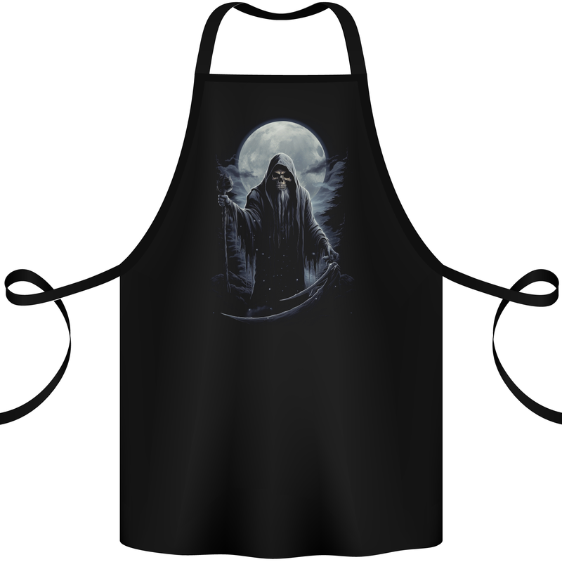 Full Moon Grim Reaper Skull Cotton Apron 100% Organic Black