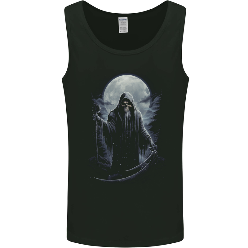 Full Moon Grim Reaper Skull Mens Vest Tank Top Black
