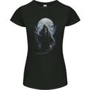 Full Moon Grim Reaper Skull Womens Petite Cut T-Shirt Black