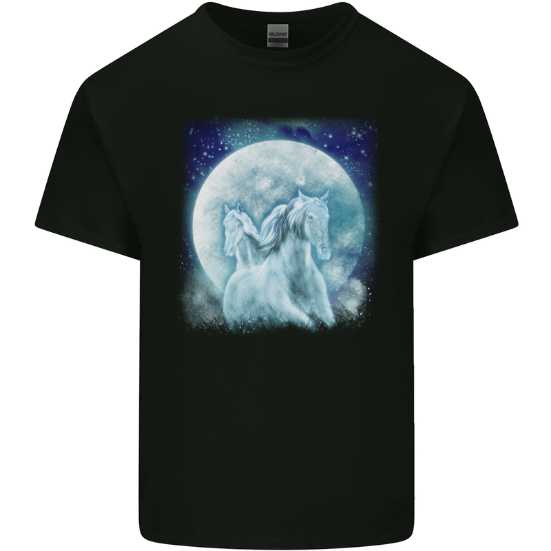 Full Moon Horse Riding Equestrian Kids T-Shirt Childrens Black