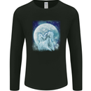 Full Moon Horse Riding Equestrian Mens Long Sleeve T-Shirt Black