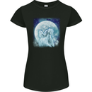 Full Moon Horse Riding Equestrian Womens Petite Cut T-Shirt Black