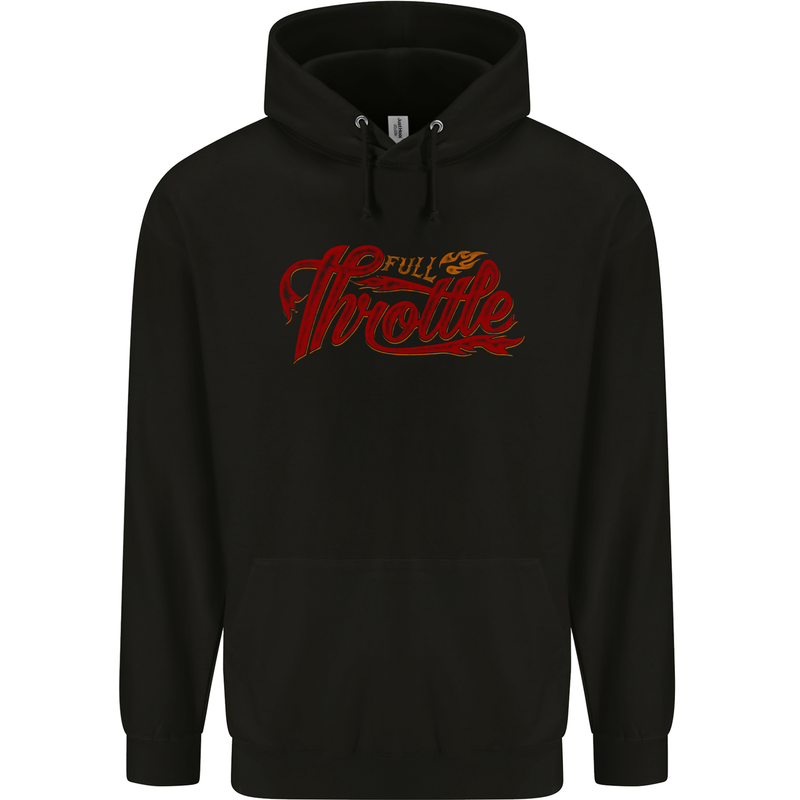 Full Throttle Motorcycle Biker Motorbike Chopper Childrens Kids Hoodie Black