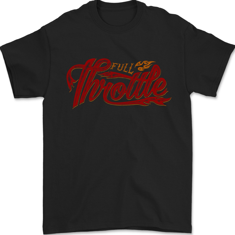 a black t - shirt with red lettering that says full throttle