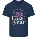 Funny 30th Birthday 29 is So Last Year Mens V-Neck Cotton T-Shirt Navy Blue