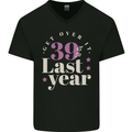 Funny 40th Birthday 39 is So Last Year Mens V-Neck Cotton T-Shirt Black