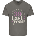Funny 40th Birthday 39 is So Last Year Mens V-Neck Cotton T-Shirt Charcoal