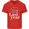 Funny 50th Birthday 49 is So Last Year Mens V-Neck Cotton T-Shirt Red
