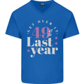 Funny 50th Birthday 49 is So Last Year Mens V-Neck Cotton T-Shirt Royal Blue