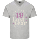 Funny 50th Birthday 49 is So Last Year Mens V-Neck Cotton T-Shirt Sports Grey