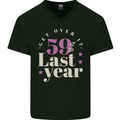 Funny 60th Birthday 59 is So Last Year Mens V-Neck Cotton T-Shirt Black
